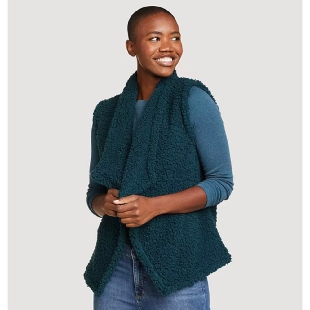 Eddie Bauer Women's Fireside Plush Fleece Vest in Peacock Teal • NWT • Size XS